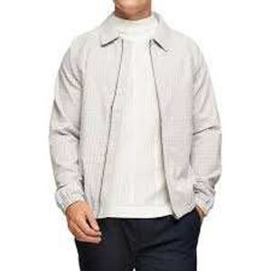 TOPMAN Men Gray Plaid Zip Up Bomber Jacket Size Medium